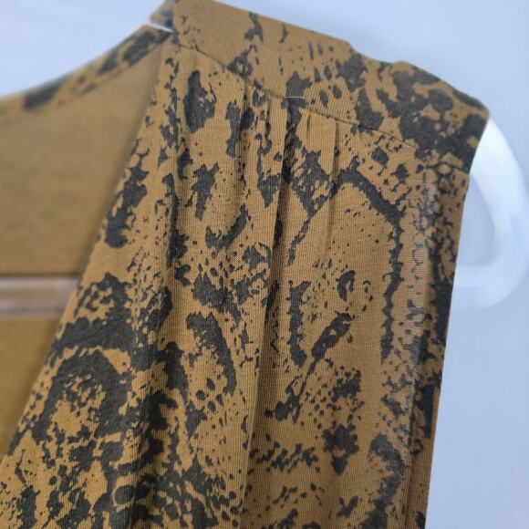 Garnet Hill Sleeveless Maxi Dress Large Brown Snake Print Surplice VNeck Pockets - Picture 7 of 14